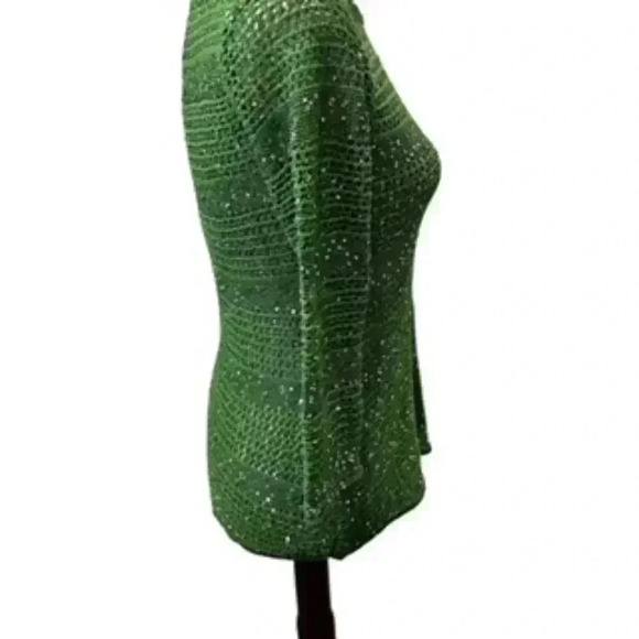 NEW Inc International Green Knit Long Sleeve Sequined Top Women’s Small NWT - Picture 8 of 13